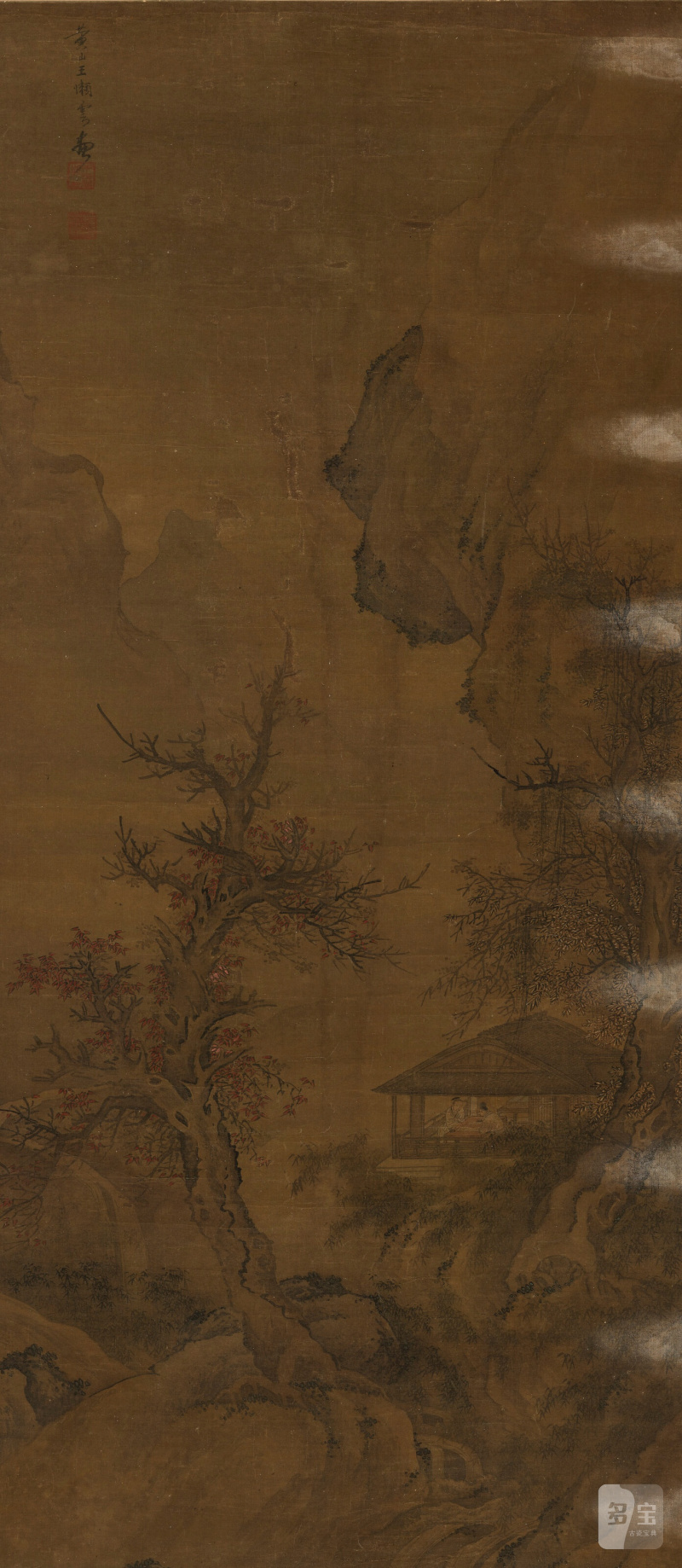 王雲（款） 對弈圖 設色絹本 立軸題識：黃山王懶雲畫。鈐印：王雲之印、漫渙不清  Playing go